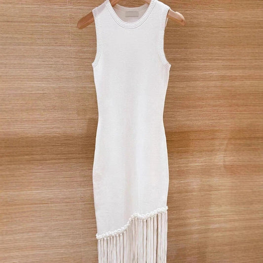 Sandro Women's Fringed Sleeveless Round-neck Knitted Dress